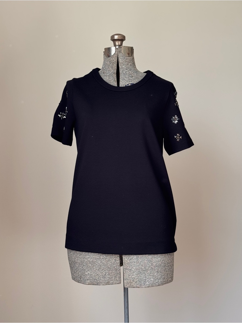 Madewell Black Short-Sleeve Crewneck with Sleeve Embellishments